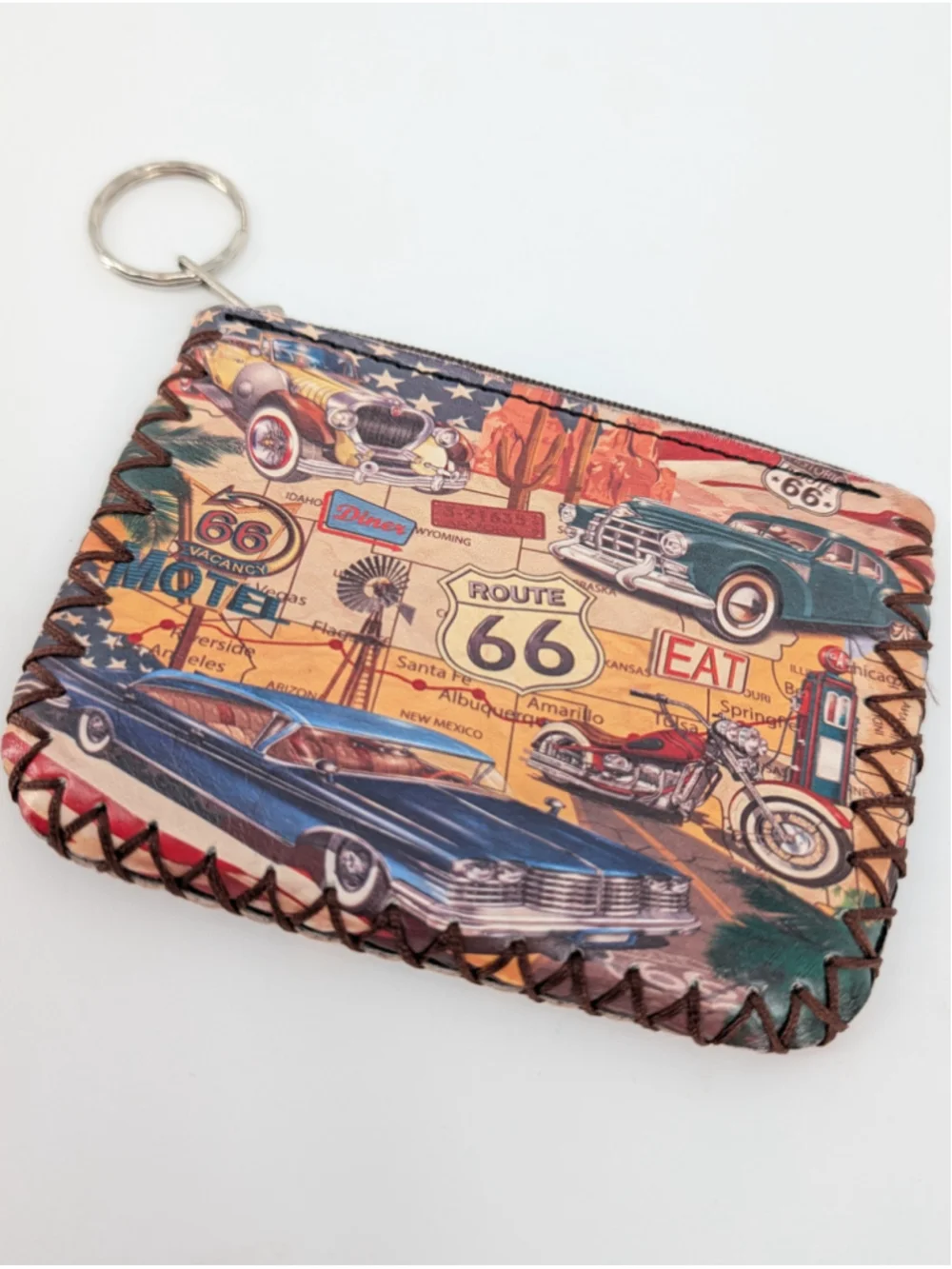 Monarque by Fig Design Group Route 66 Keychain Wallet Classic Car Americana